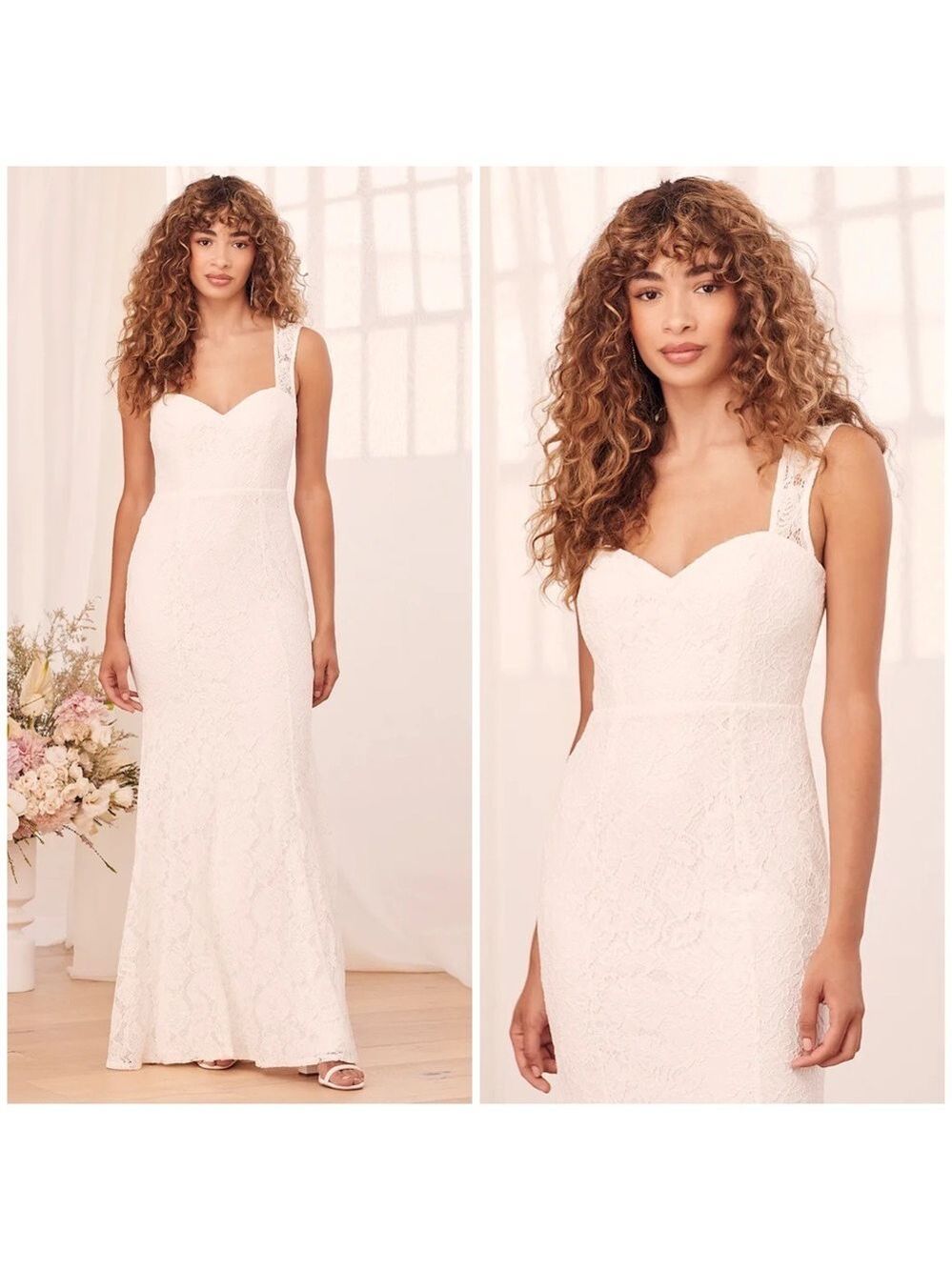 Lulu's Rosetta White Lace Maxi Dress